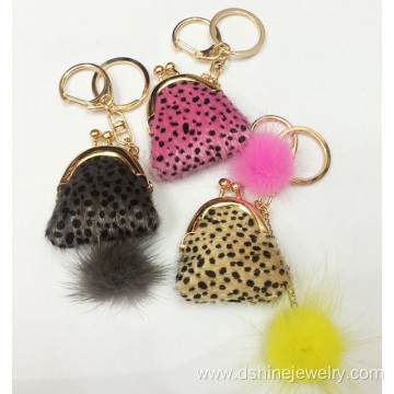 Tiny Mink Fur Ball Keychains For Women Handbag Charms